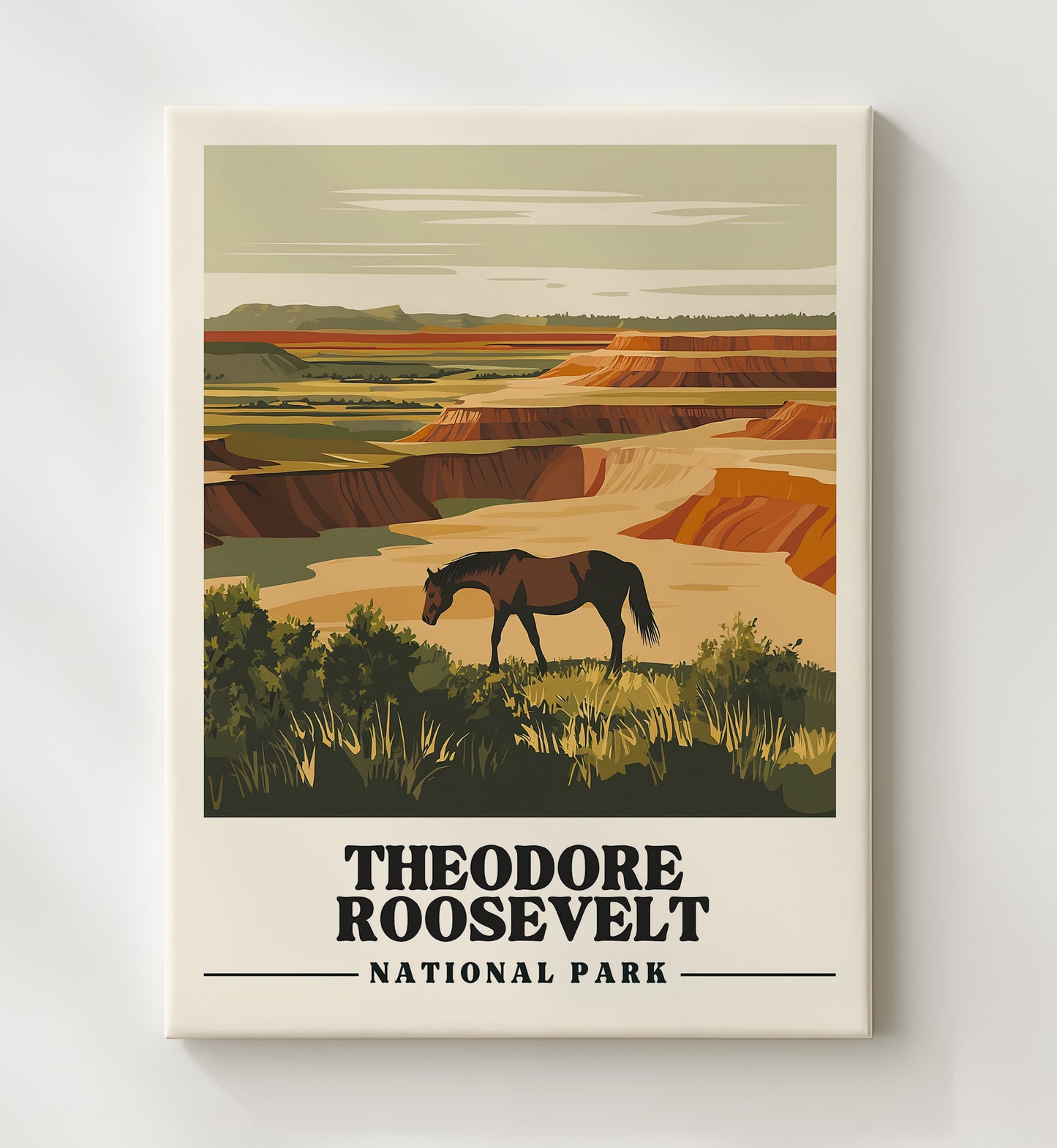 Theodore Roosevelt Painted Canyon Overlook Version 2 National Parks Wall Art - 20x24 Canvas