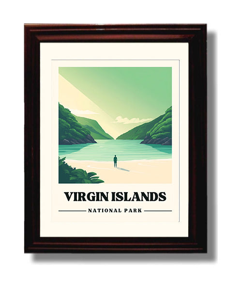 Virgin Islands Trunk Bay National Parks Wall Art - 8x10 Beveled Frame