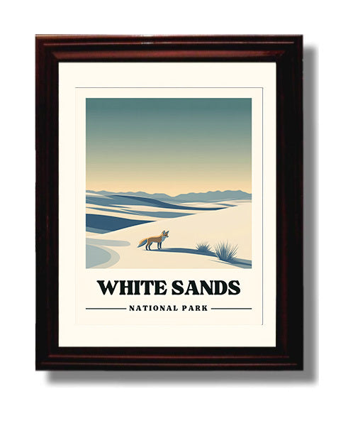 White Sands Alkali Flat Trail National Parks Wall Art - 8x10 Beveled Frame