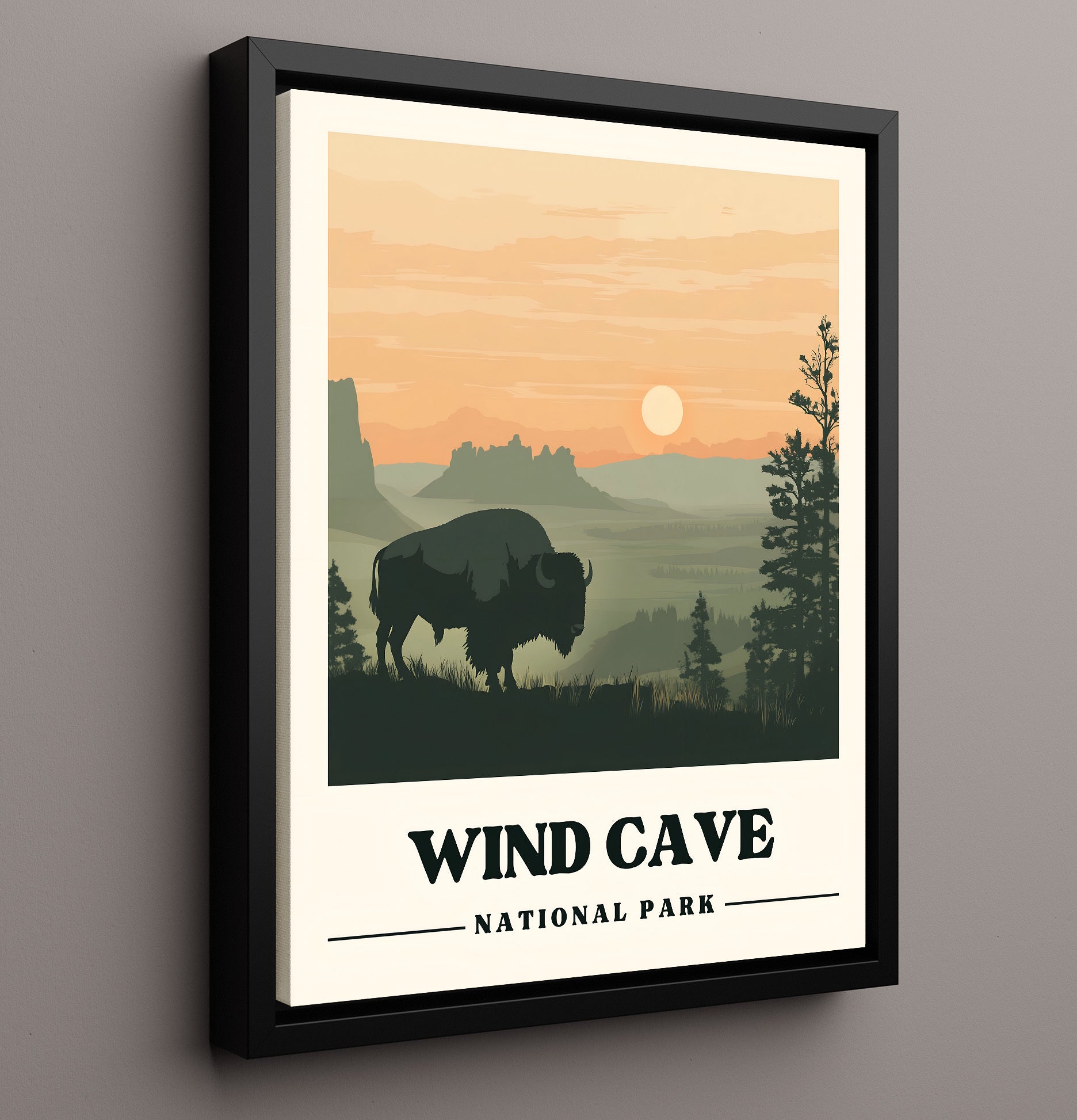 Wind Cave National Parks Wall Art - 16x20 Framed Canvas