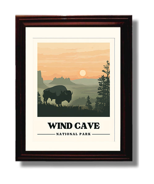 Wind Cave National Parks Wall Art - 8x10 Beveled Frame