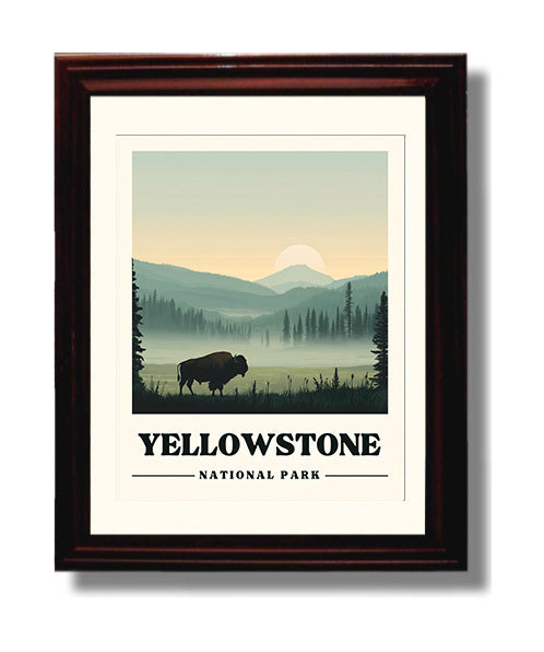 Yellowstone Lamar Valley Version 1 National Parks Wall Art - 8x10 Beveled Frame