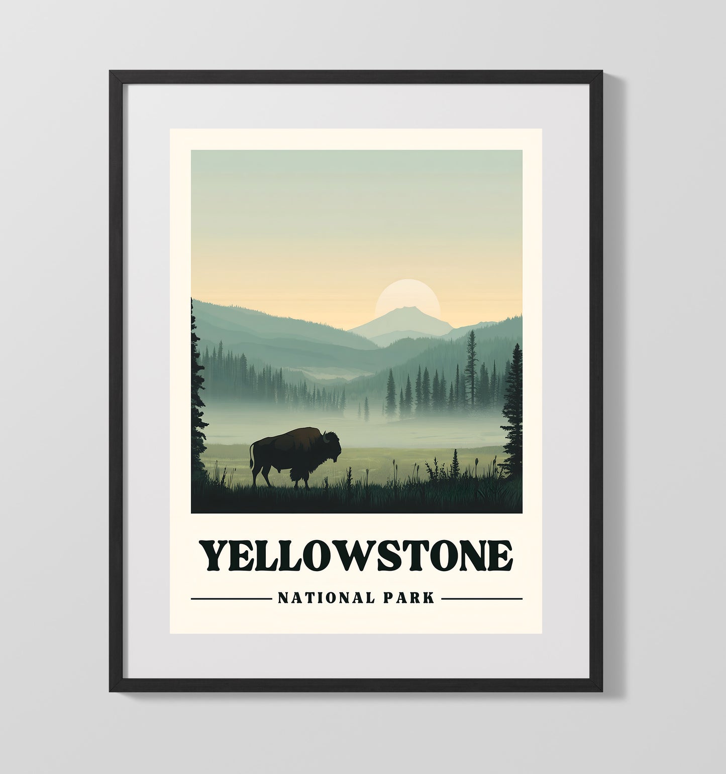 Yellowstone Lamar Valley Version 1 National Parks Wall Art - 16x20 Gallery Frame