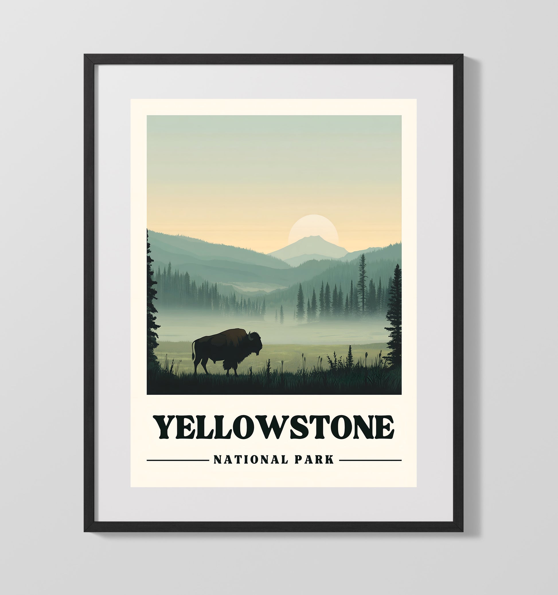 Yellowstone Lamar Valley Version 1 National Parks Wall Art - 16x20 Gallery Frame
