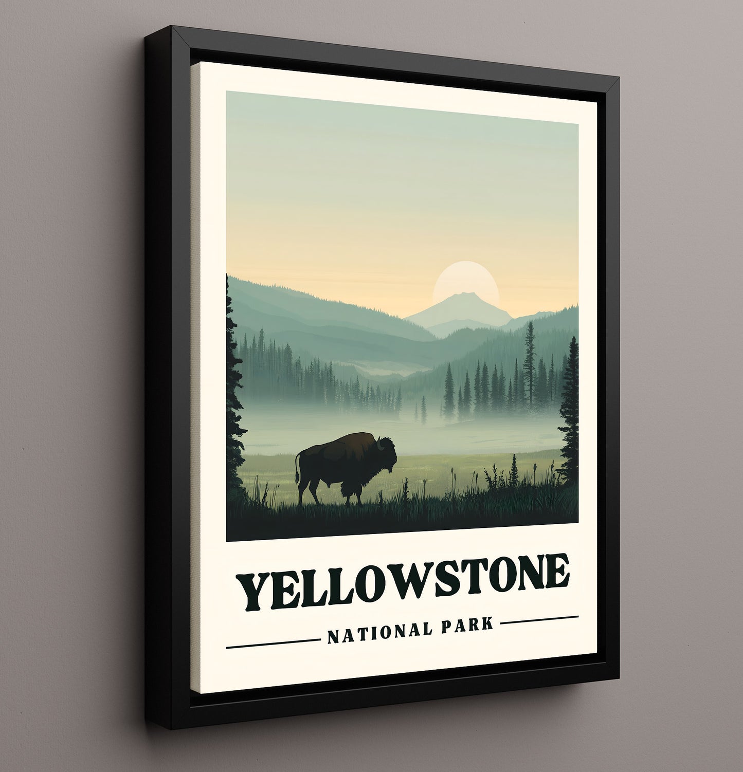 Yellowstone Lamar Valley Version 1 National Parks Wall Art - 16x20 Framed Canvas