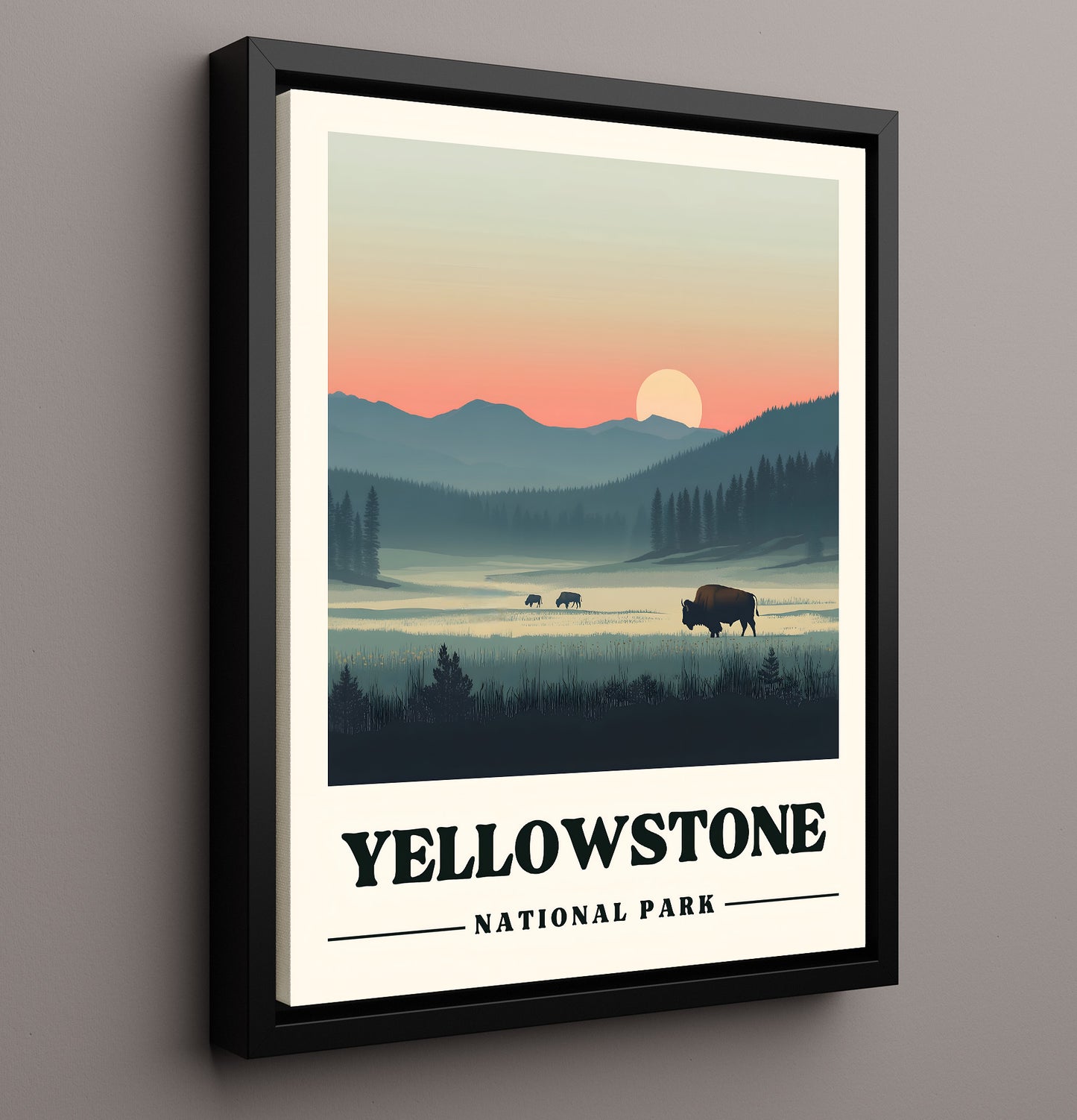 Yellowstone Lamar Valley Version 2 National Parks Wall Art - 16x20 Framed Canvas