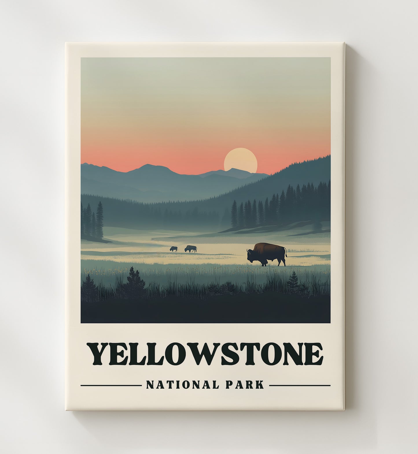 Yellowstone Lamar Valley Version 2 National Parks Wall Art - 20x24 Canvas