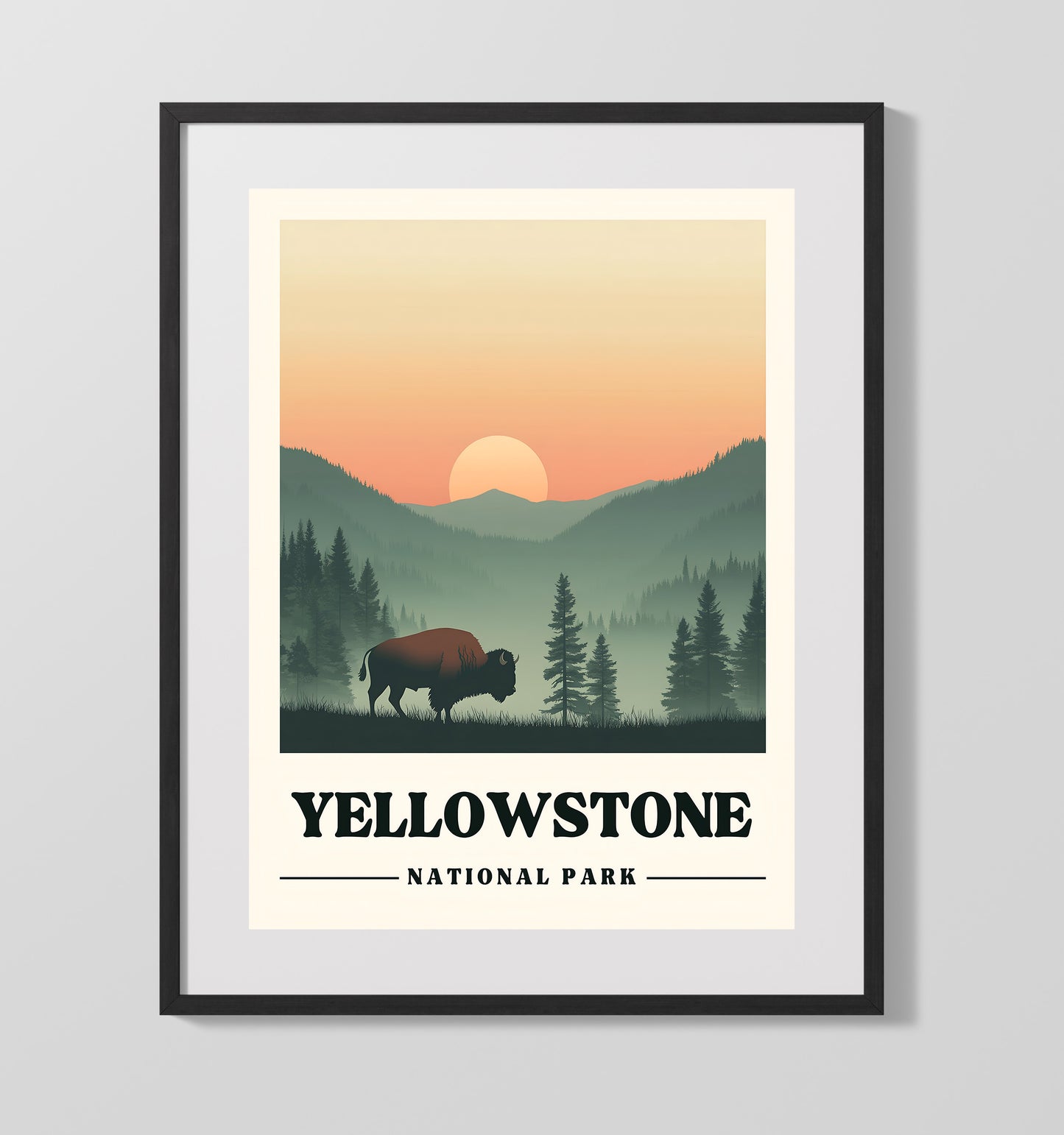 Yellowstone Lamar Valley Version 3 National Parks Wall Art - 16x20 Gallery Frame