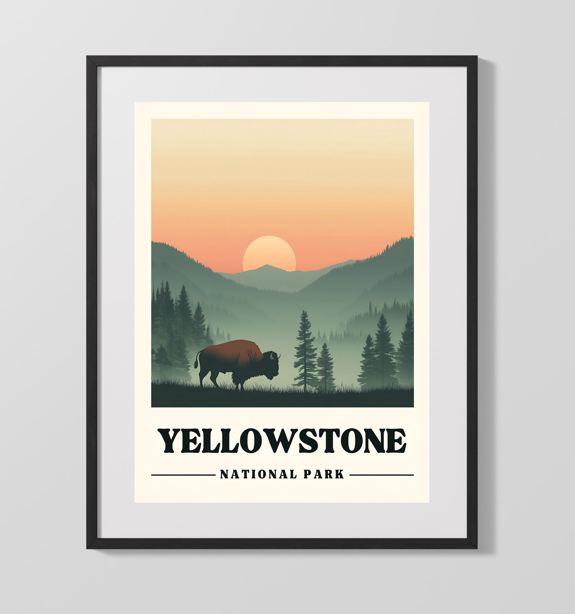 Yellowstone Lamar Valley Version 3 National Parks Wall Art - 16x20 Gallery Frame