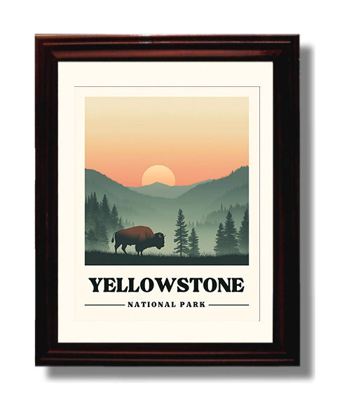 Yellowstone Lamar Valley Version 3 National Parks Wall Art - 8x10 Beveled Frame