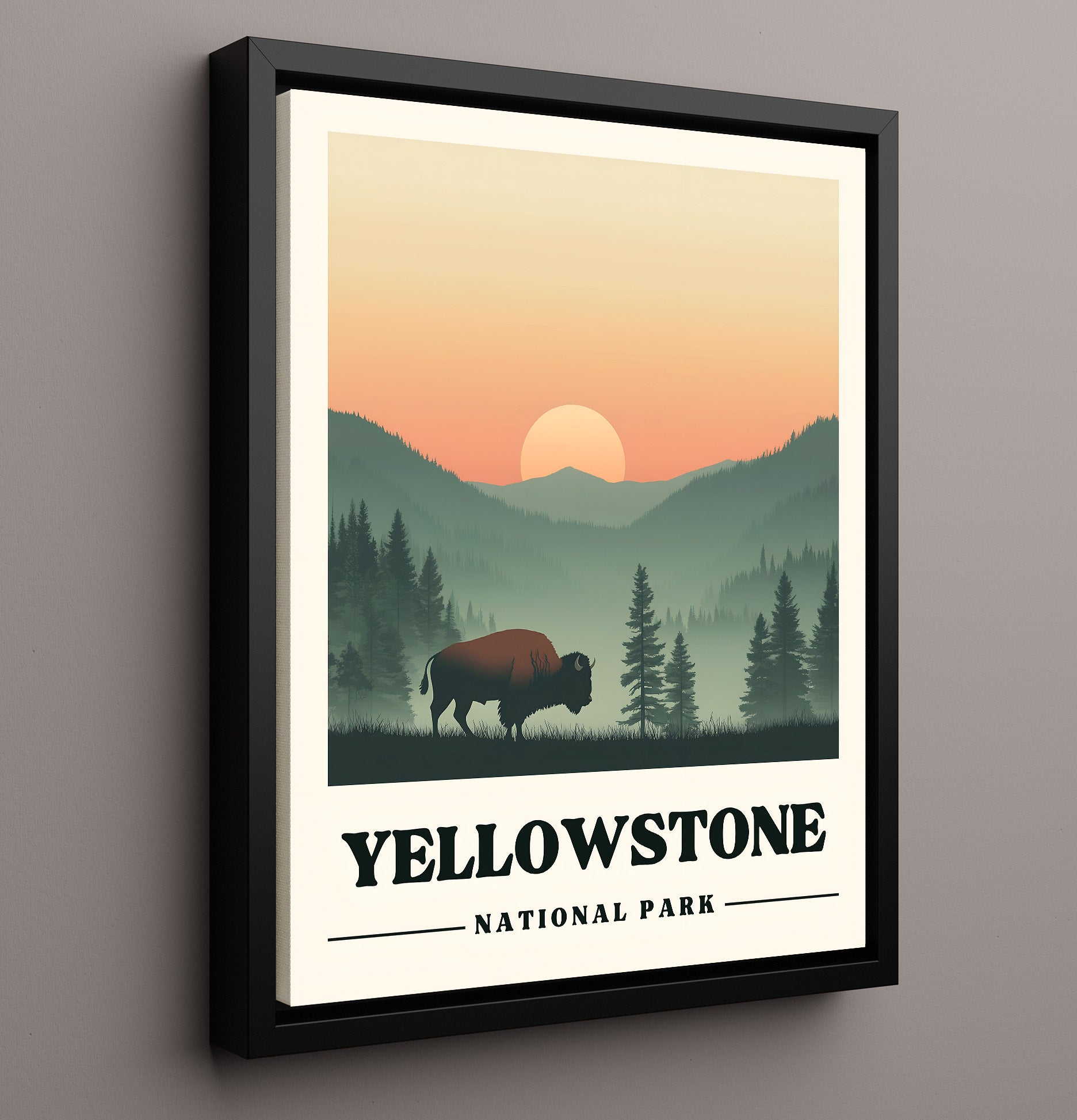 Yellowstone Lamar Valley Version 3 National Parks Wall Art - 16x20 Framed Canvas