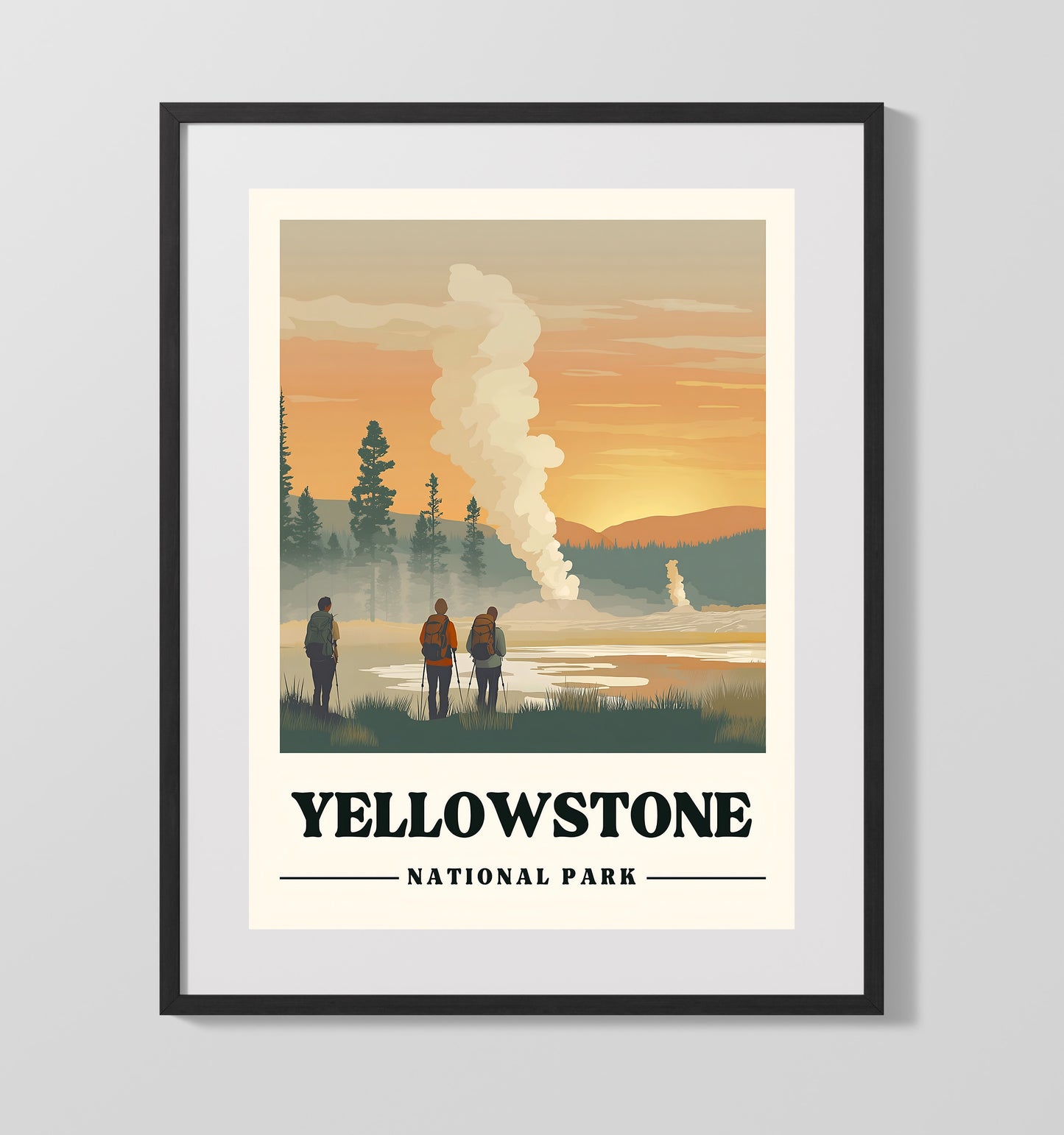 Yellowstone Old Faithful National Parks Wall Art - 16x20 Gallery Frame