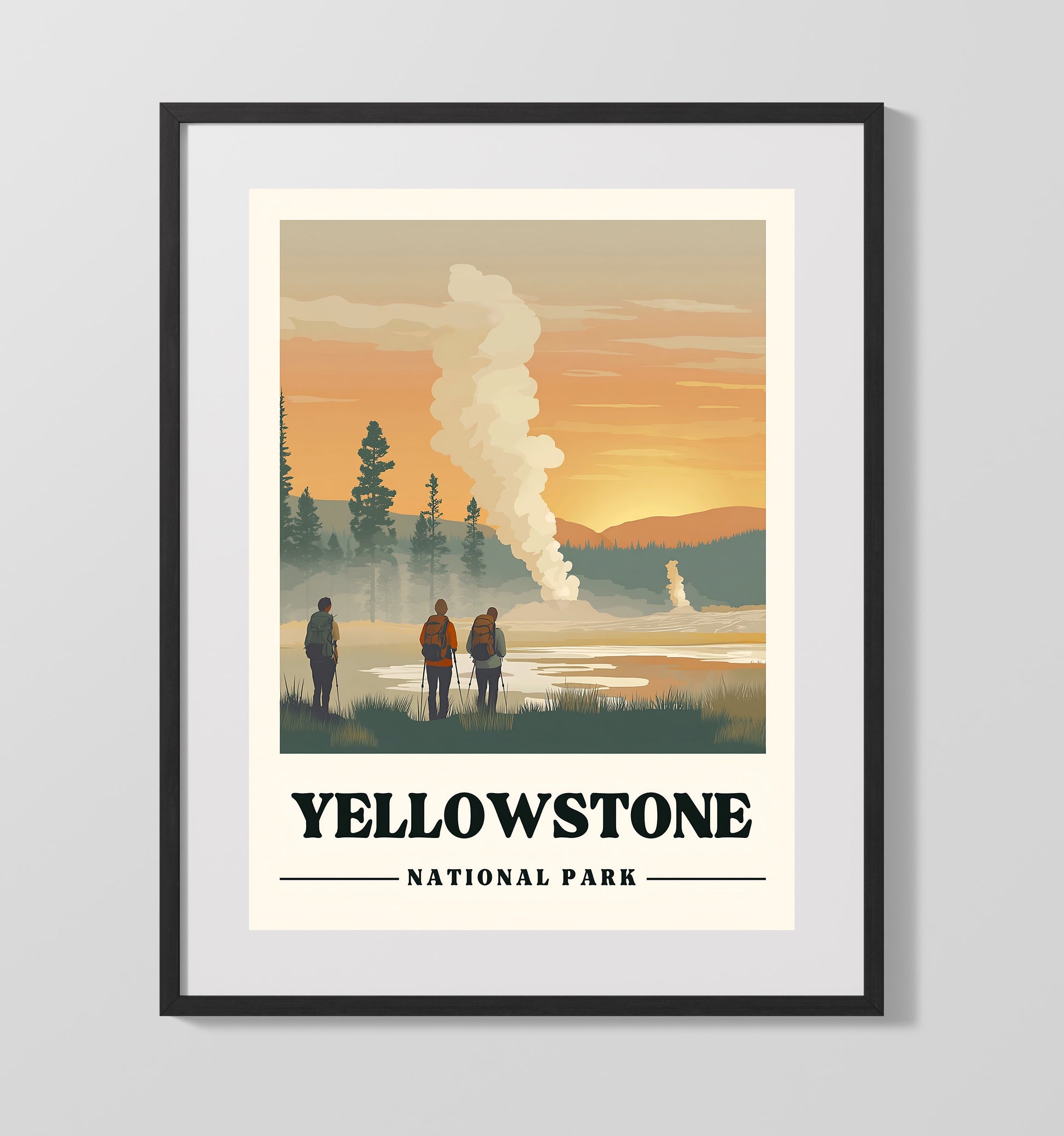 Yellowstone Old Faithful National Parks Wall Art - 16x20 Gallery Frame