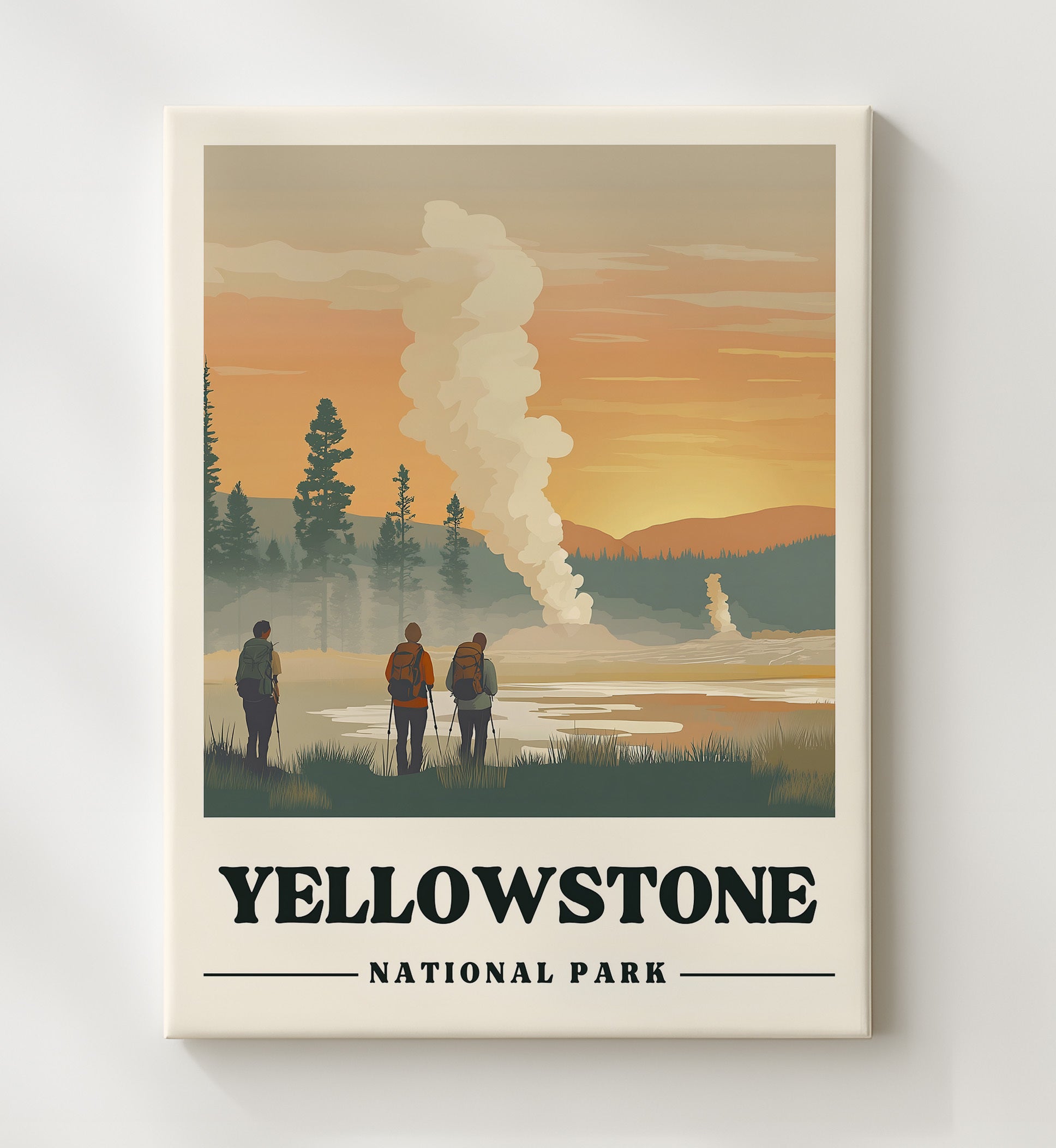 Yellowstone Old Faithful National Parks Wall Art - 20x24 Canvas