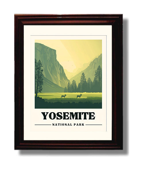 Yosemite El Capitan Meadow National Parks Wall Art - 8x10 Beveled Frame