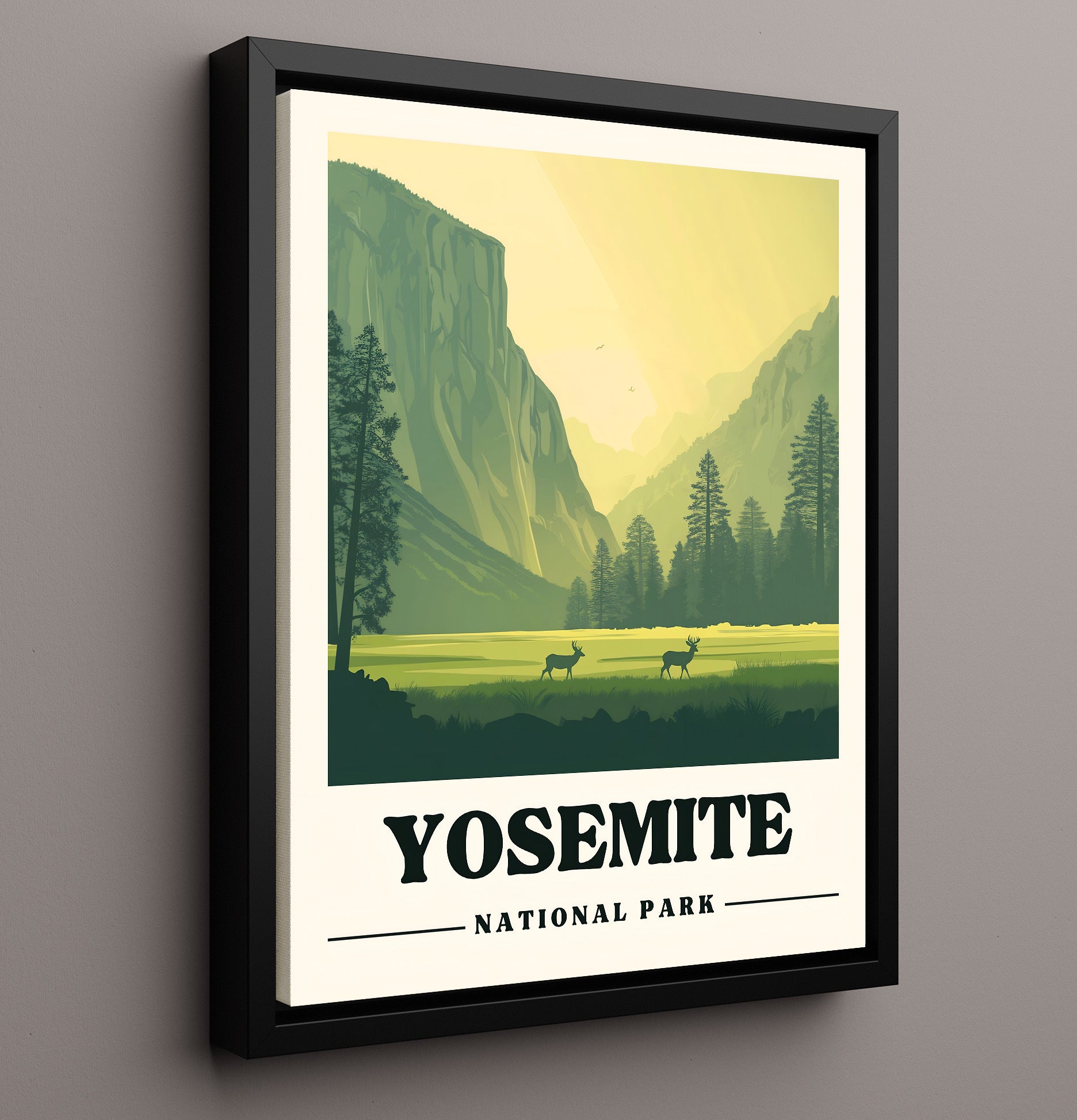 Yosemite El Capitan Meadow National Parks Wall Art - 16x20 Framed Canvas