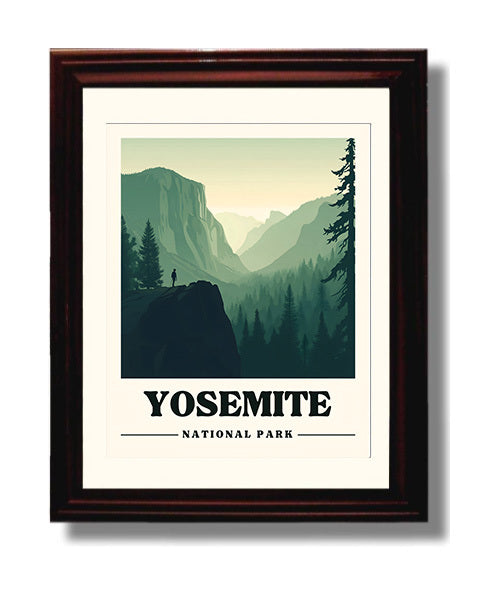 Yosemite Glacier Point National Parks Wall Art - 8x10 Beveled Frame