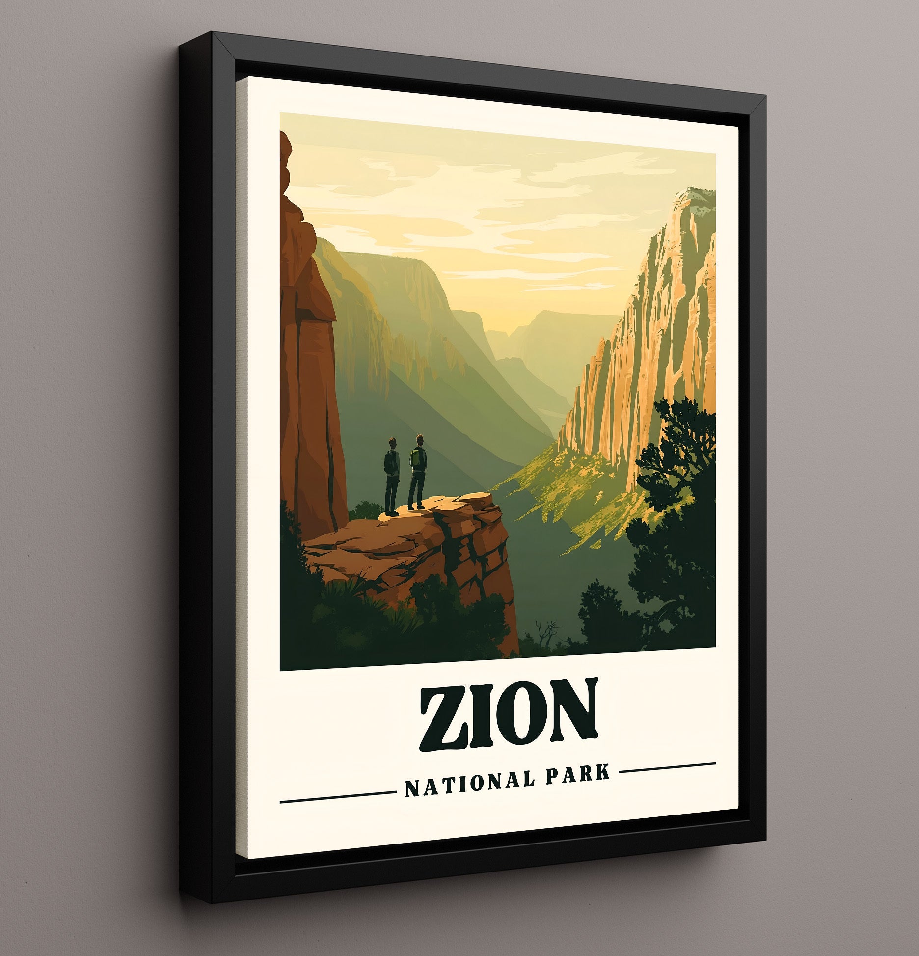 Zion Angels Landing Version 1 National Parks Wall Art - 16x20 Framed Canvas