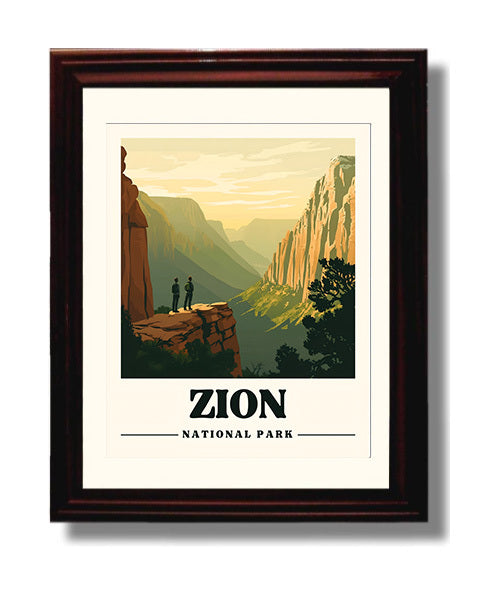 Zion Angels Landing Version 1 National Parks Wall Art - 8x10 Beveled Frame