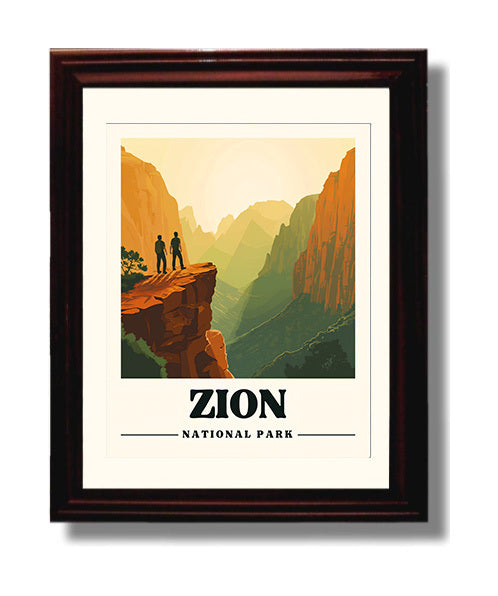 Zion Angels Landing Version 2 National Parks Wall Art - 8x10 Beveled Frame