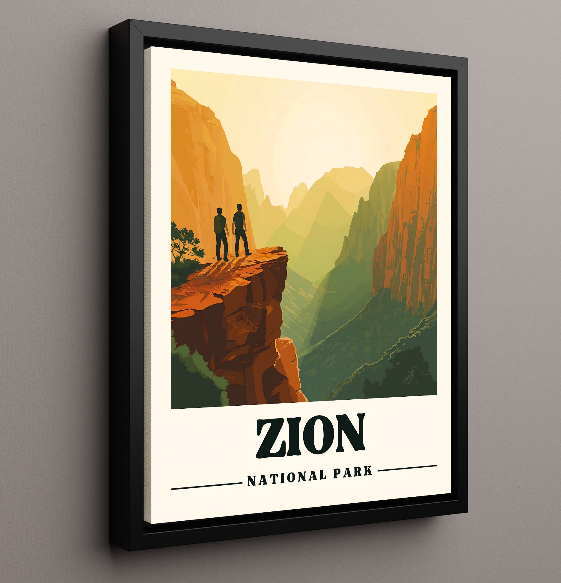Zion Angels Landing Version 2 National Parks Wall Art - 16x20 Framed Canvas
