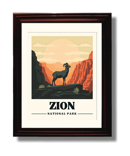 Zion Canyon Overlook National Parks Wall Art - 8x10 Beveled Frame