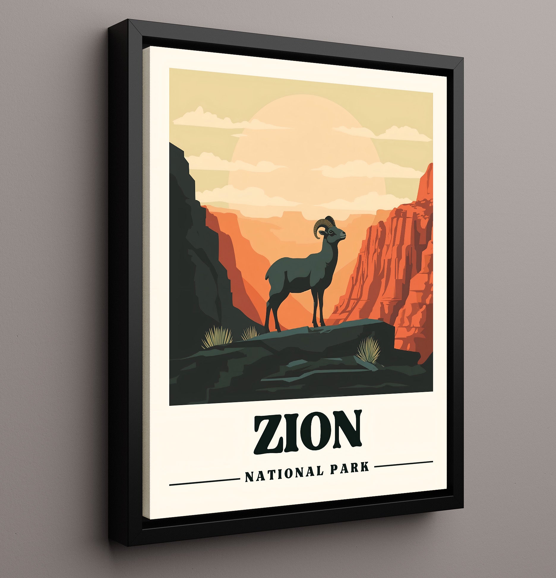 Zion Canyon Overlook National Parks Wall Art - 16x20 Framed Canvas