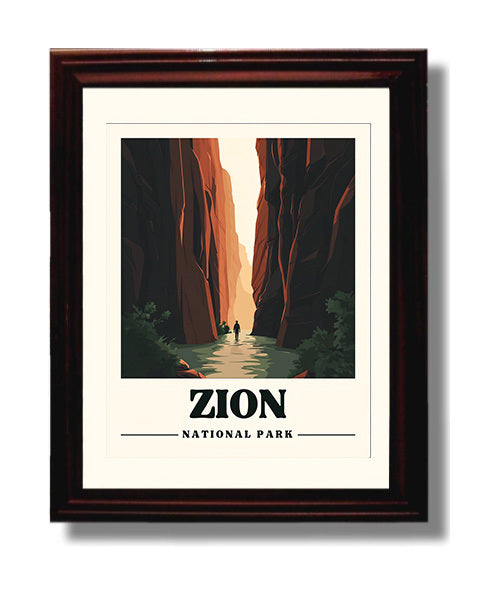 Zion The Narrows National Parks Wall Art - 8x10 Beveled Frame
