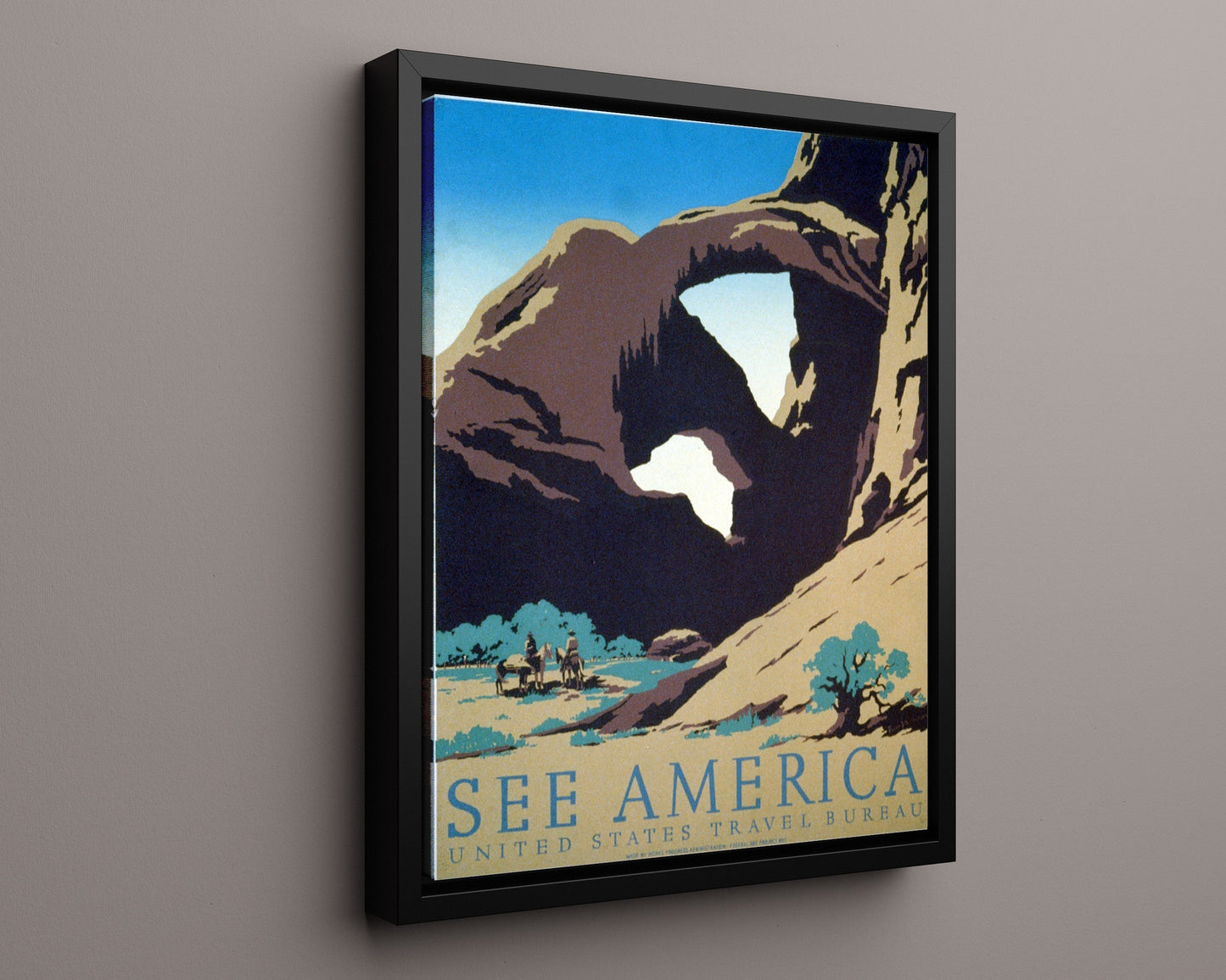 National Parks Poster - Arches - Window to the West National Parks Vintage Framed Prints Floating Canvas 16x20