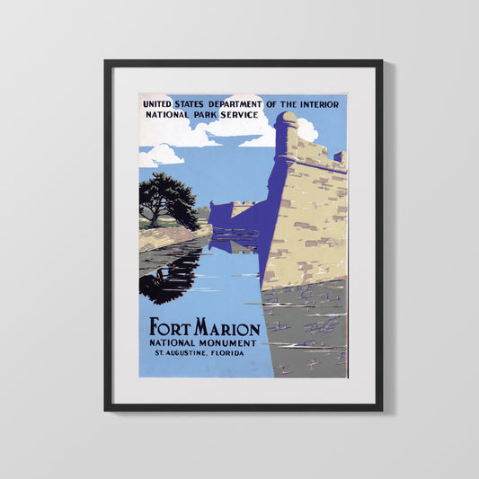 National Parks Poster - Fort Marion - Floridas Stone Sentinel National Parks Vintage Framed Prints Gallery Frame 16x20