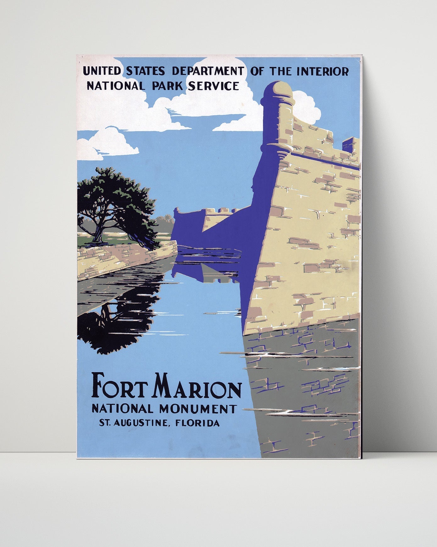 National Parks Poster - Fort Marion - Floridas Stone Sentinel National Parks Vintage Framed Prints Poster 16x20