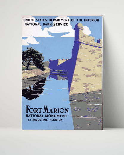 National Parks Poster - Fort Marion - Floridas Stone Sentinel National Parks Vintage Framed Prints Poster 16x20