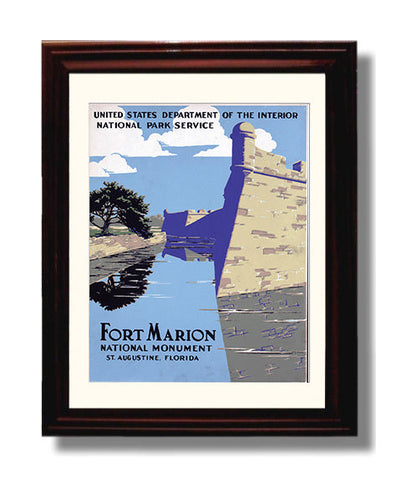 National Parks Poster - Fort Marion - Floridas Stone Sentinel National Parks Vintage Framed Prints Framed 8x10