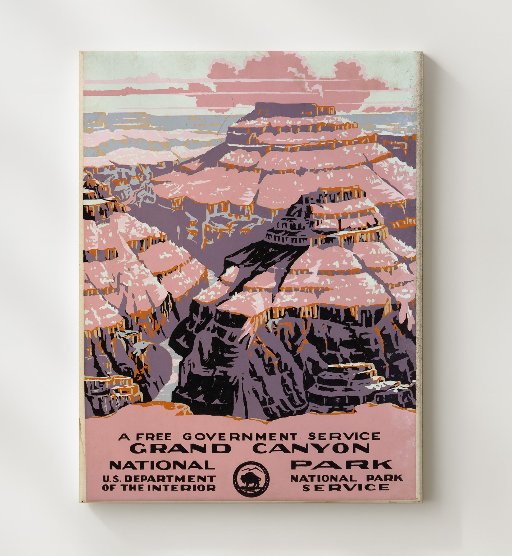 Grand Canyon - Painted in Pink National Parks Wall Art - 20x24 Canvas