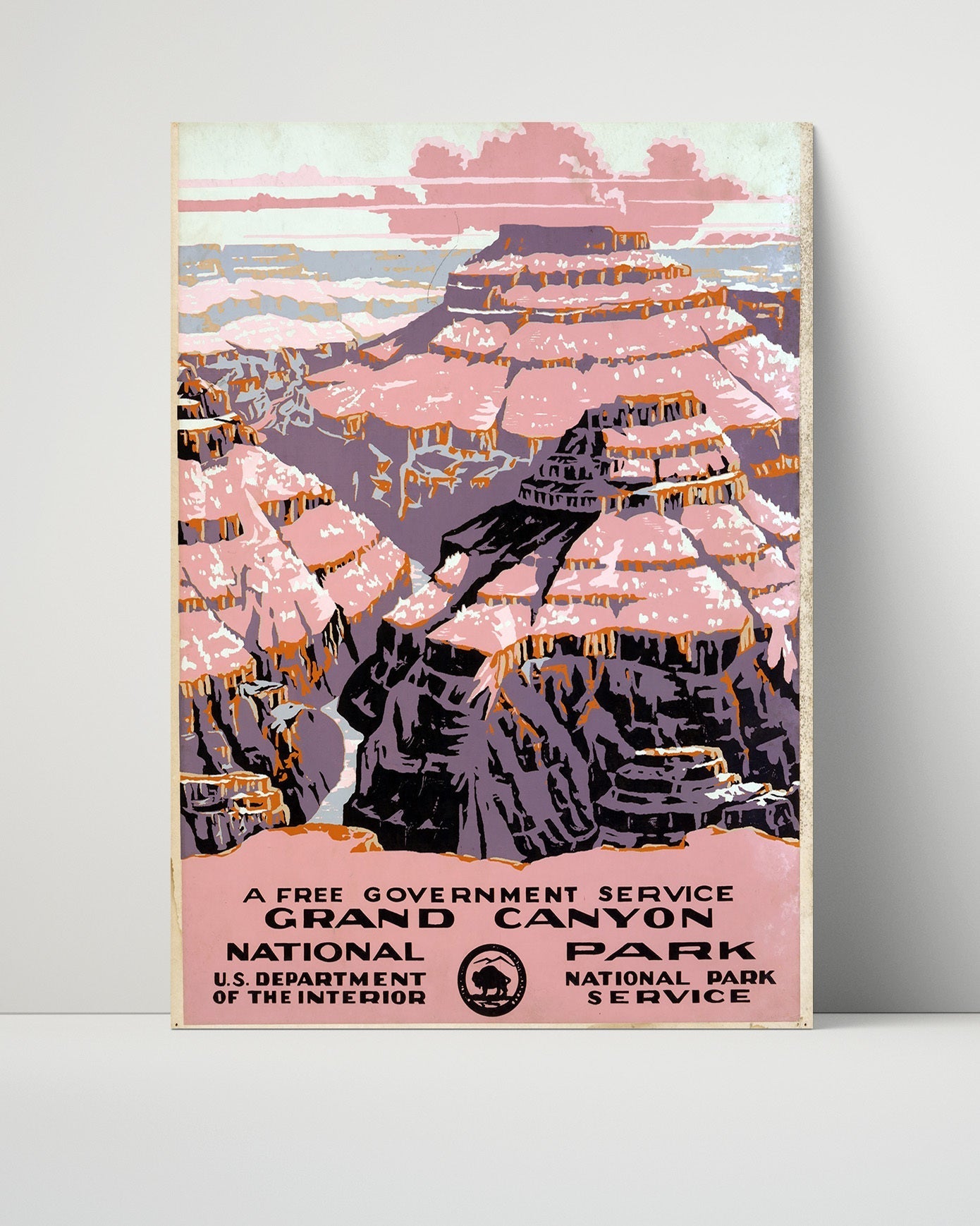 National Parks Poster - Grand Canyon - Painted in Pink National Parks Vintage Framed Prints Poster 16x20