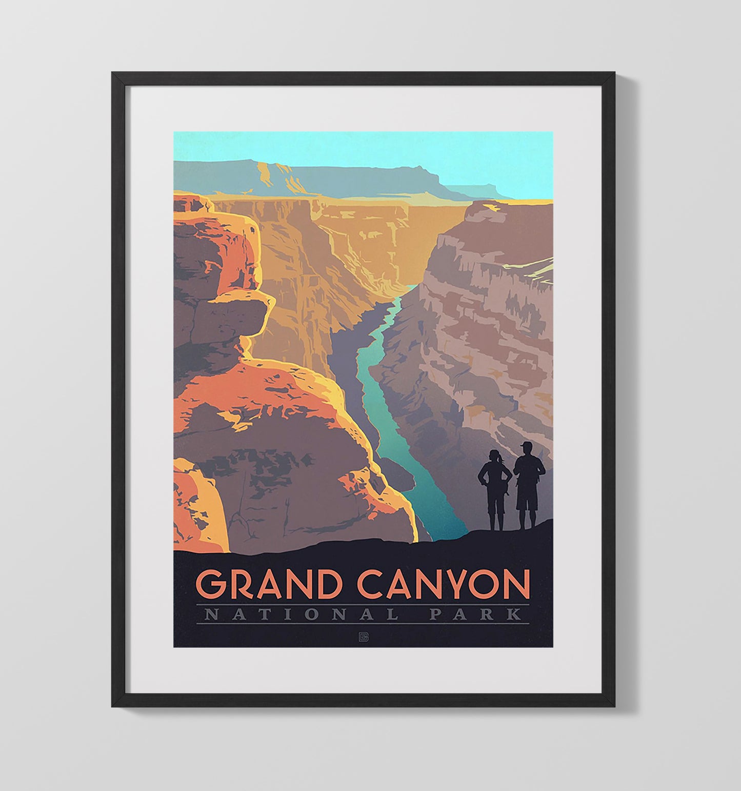 Grand Canyon - Sunset Silhouettes National Parks Wall Art - 16x20 Gallery Frame