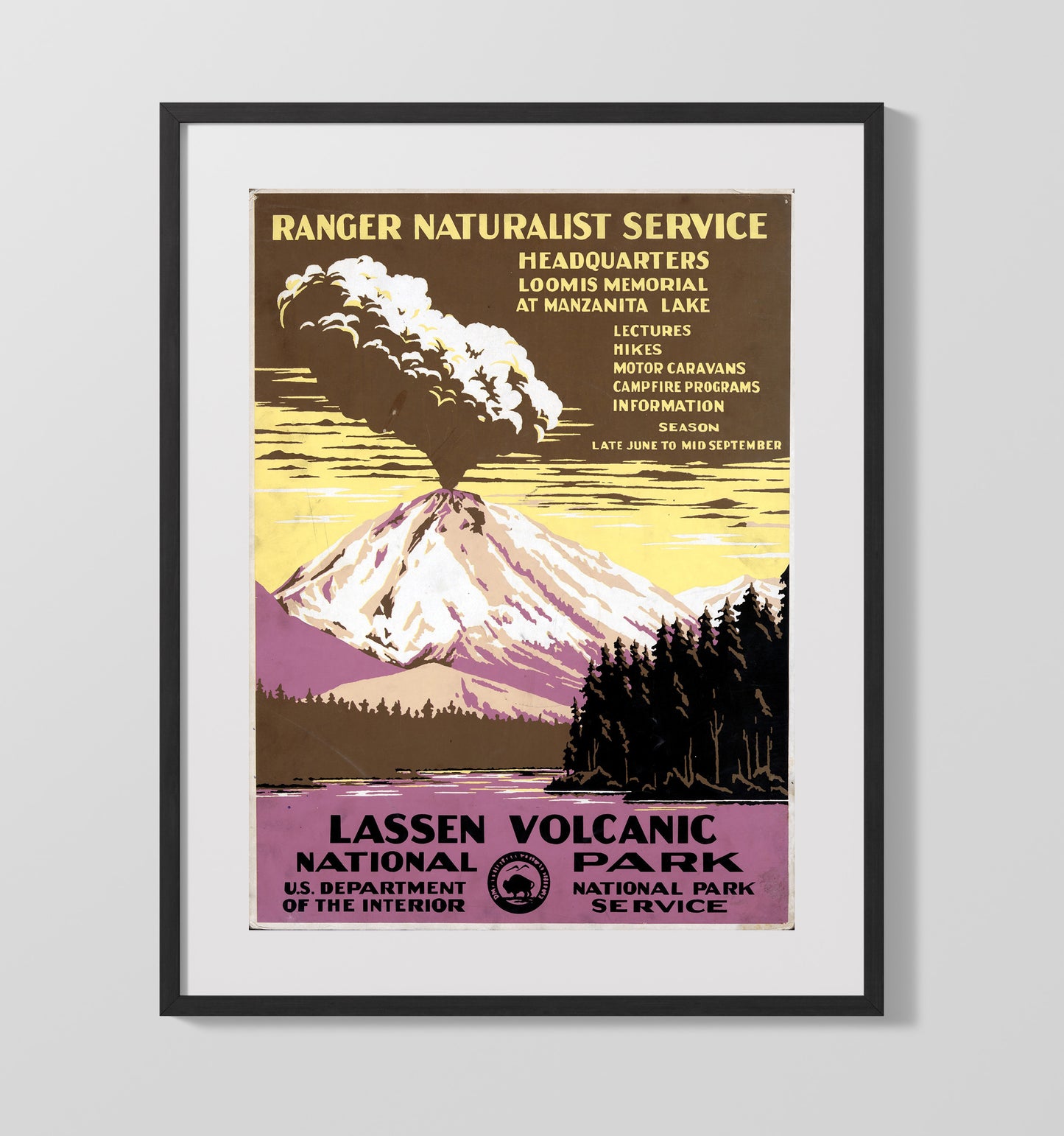 Lassen Volcanic - Fire and Smoke National Parks Wall Art - 16x20 Gallery Frame
