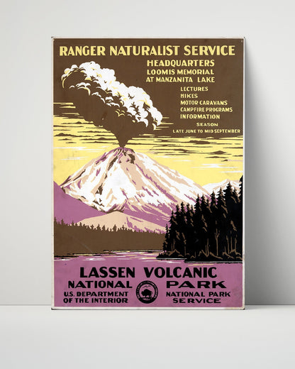 National Parks Poster - Lassen Volcanic - Fire and Smoke National Parks Vintage Framed Prints Poster 16x20