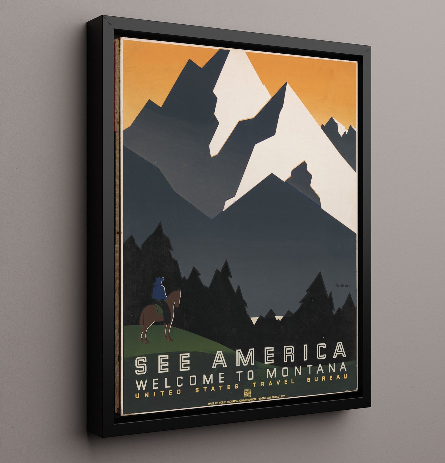 Montana - Big Sky Horizons National Parks Wall Art - 16x20 Framed Canvas