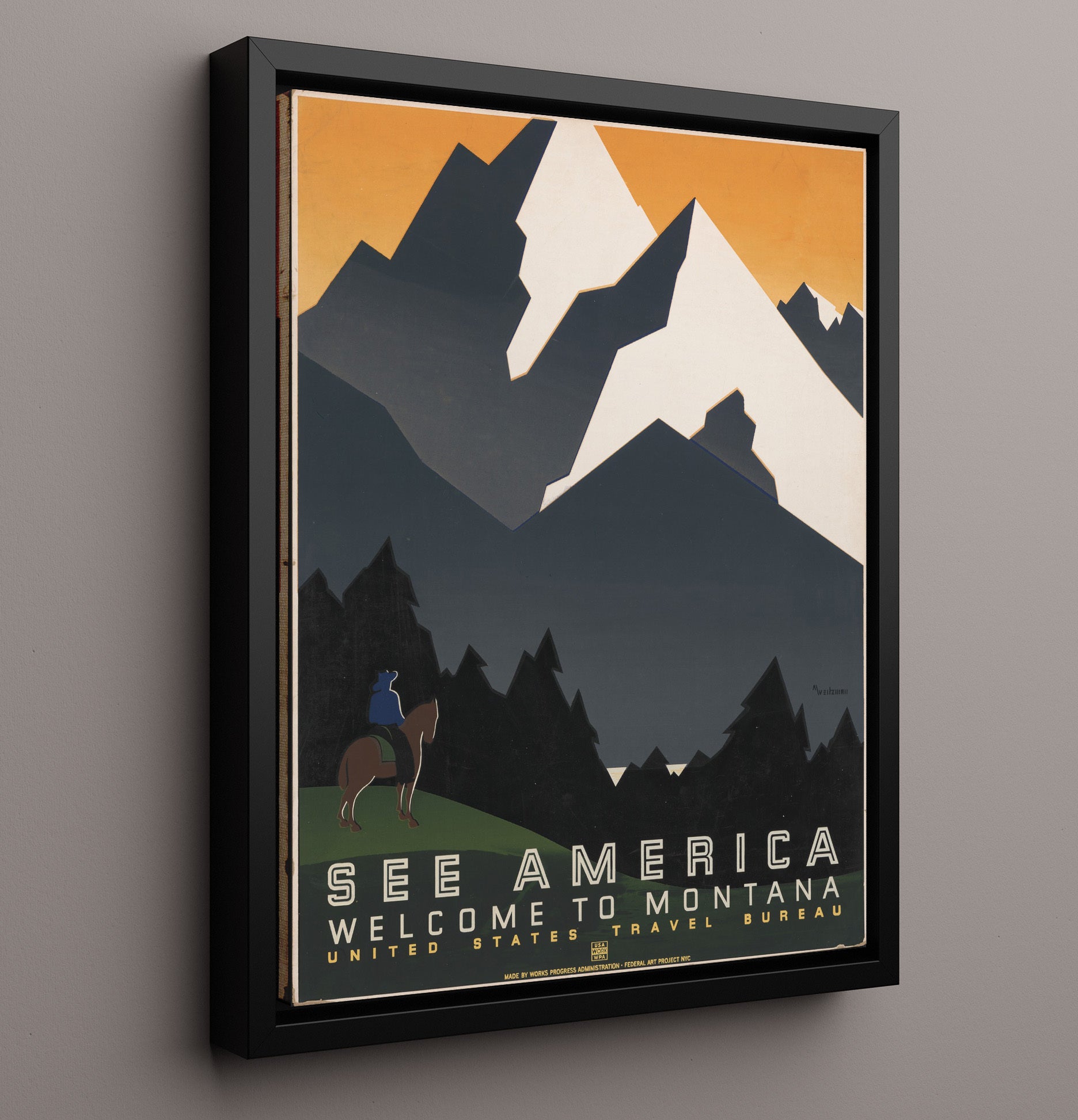 Montana - Big Sky Horizons National Parks Wall Art - 16x20 Framed Canvas