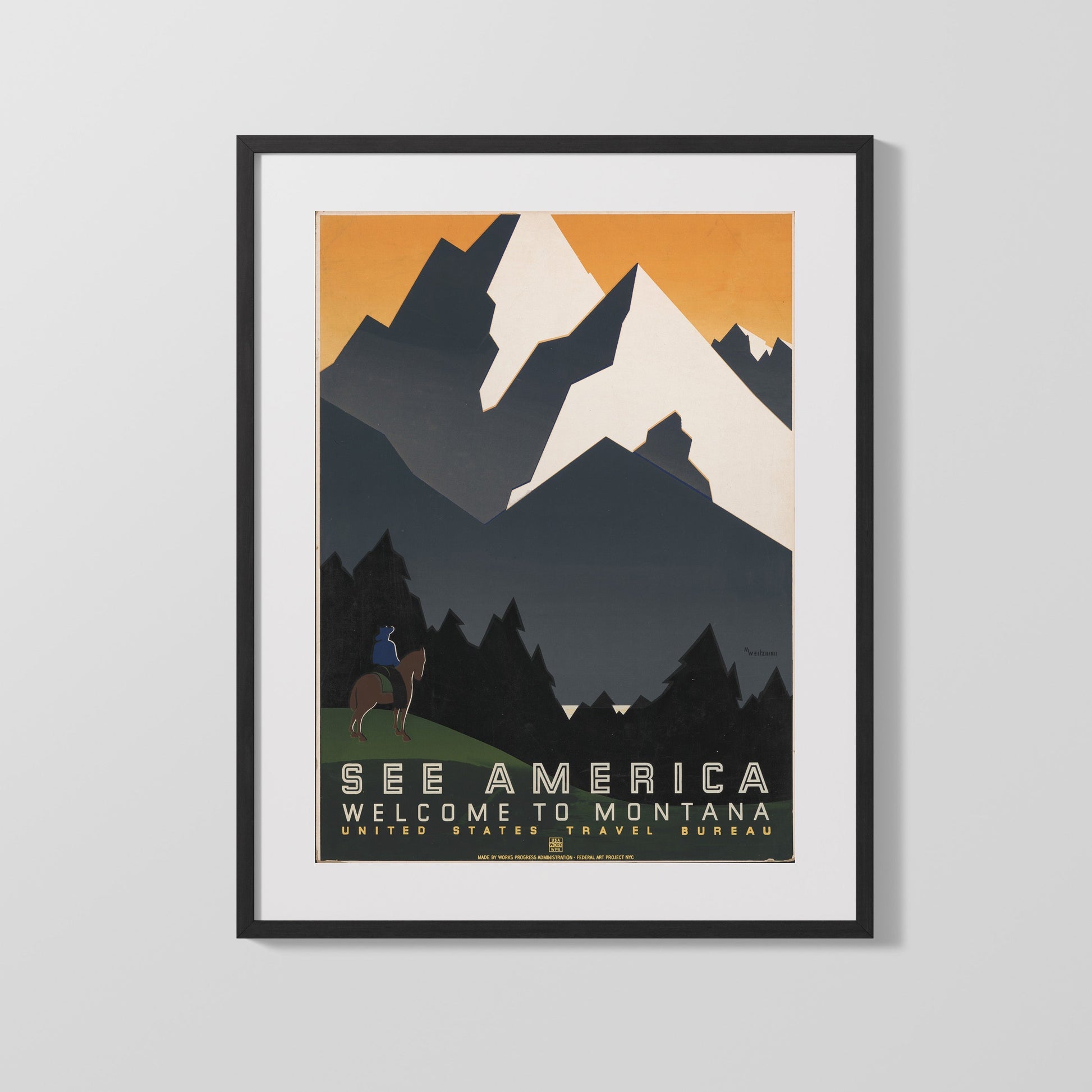 National Parks Poster - Montana - Big Sky Horizons National Parks Vintage Framed Prints Gallery Frame 16x20