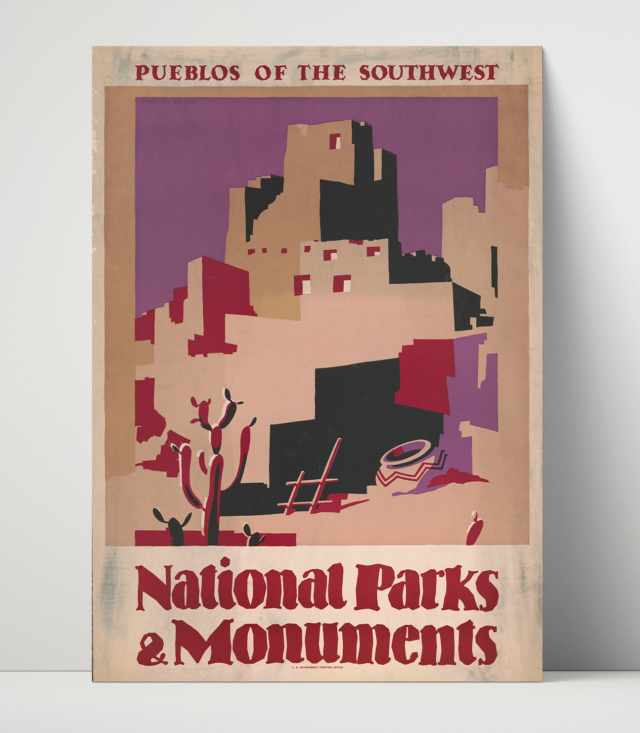 Pueblos - Desert Adobe Shadows National Parks Wall Art - 16x20 Unframed Print