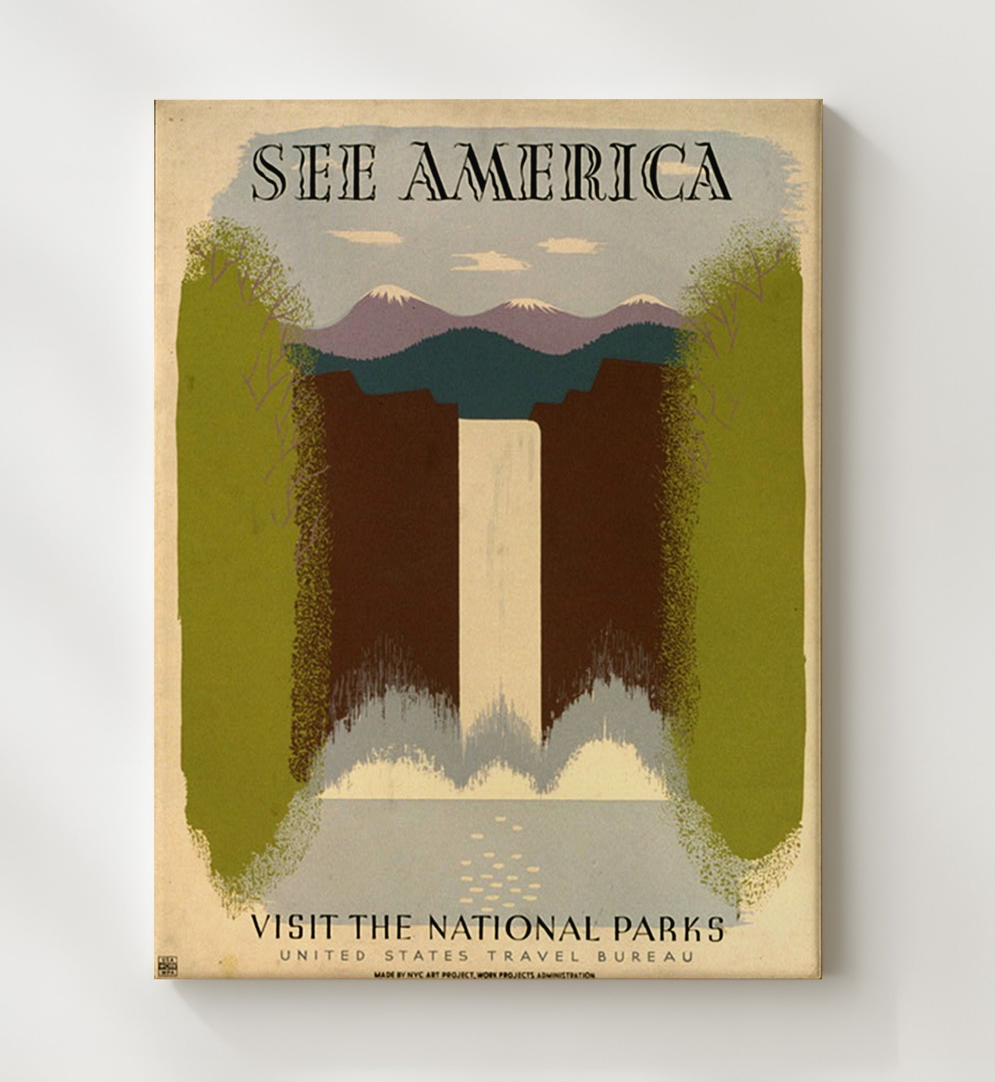 Waterfalls - Natures Curtain Call National Parks Wall Art - 20x24 Canvas