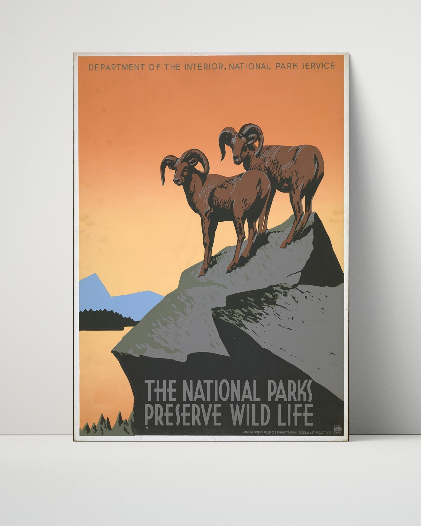 National Parks Poster - Wildlife - Rams on the Rocks National Parks Vintage Framed Prints Poster 16x20