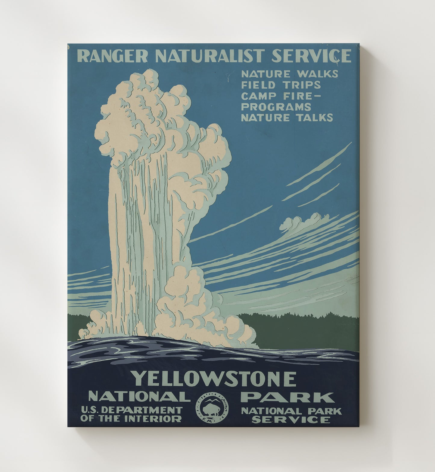 Yellowstone - Old Faithful in Action National Parks Wall Art - 20x24 Canvas