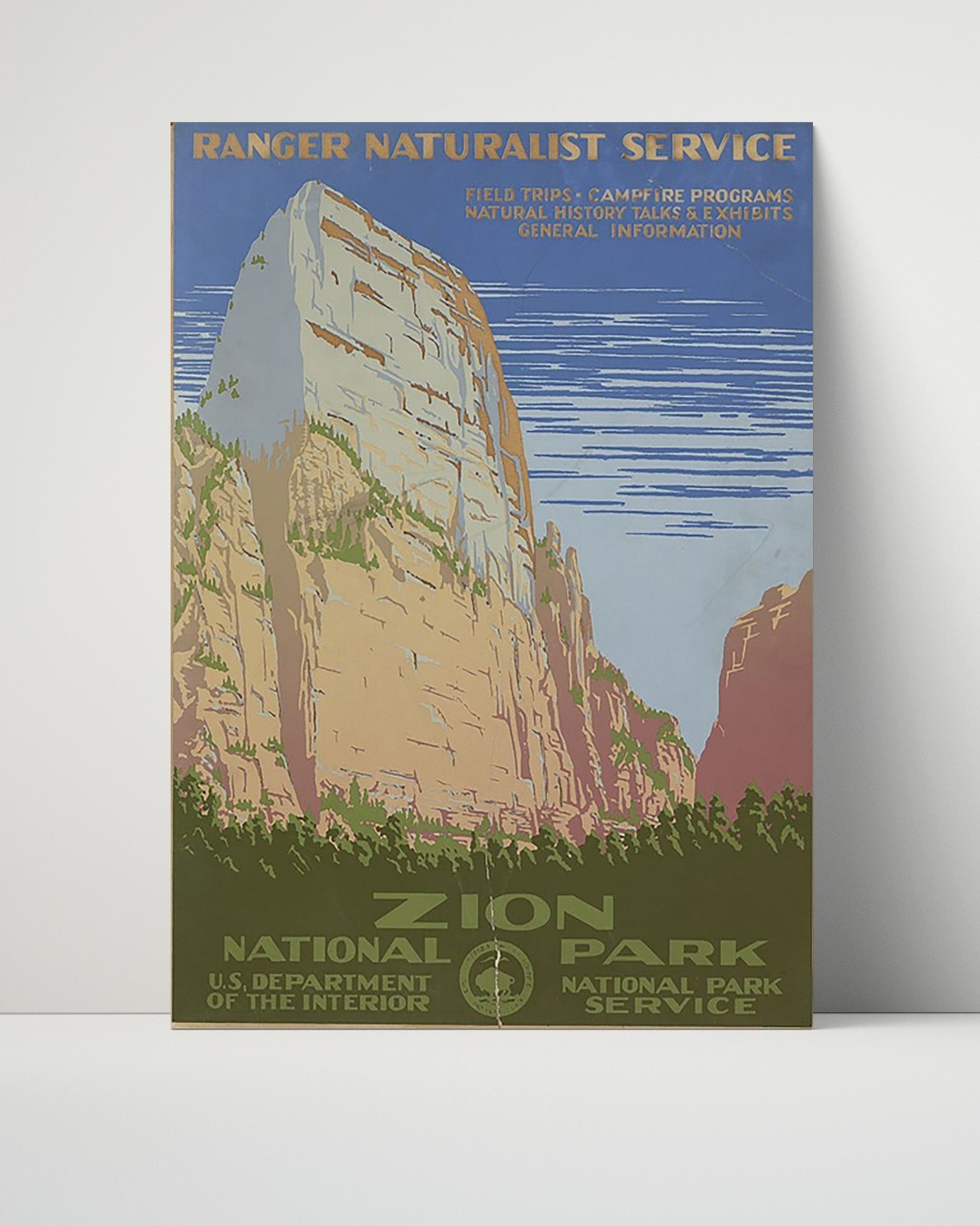 National Parks Poster - Zion - Cliffs of Majesty National Parks Vintage Framed Prints Poster 16x20