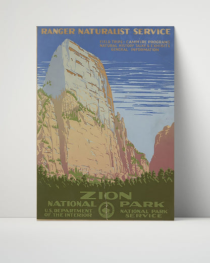 National Parks Poster - Zion - Cliffs of Majesty National Parks Vintage Framed Prints Poster 16x20