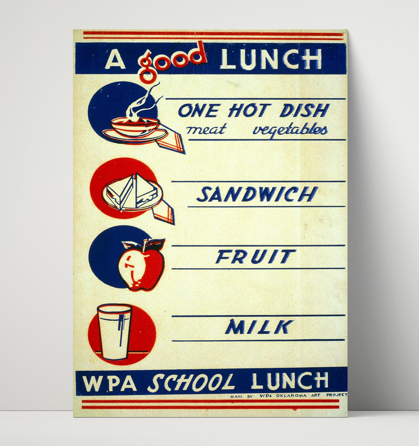 A Good Lunch - School Fuel Vintage WPA Wall Art - 16x20 Unframed Print