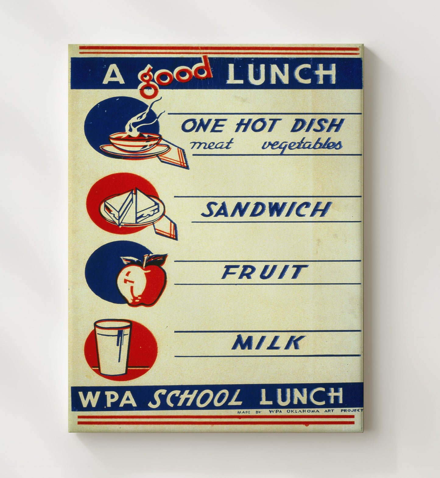 A Good Lunch - School Fuel Vintage WPA Wall Art - 20x24 Canvas