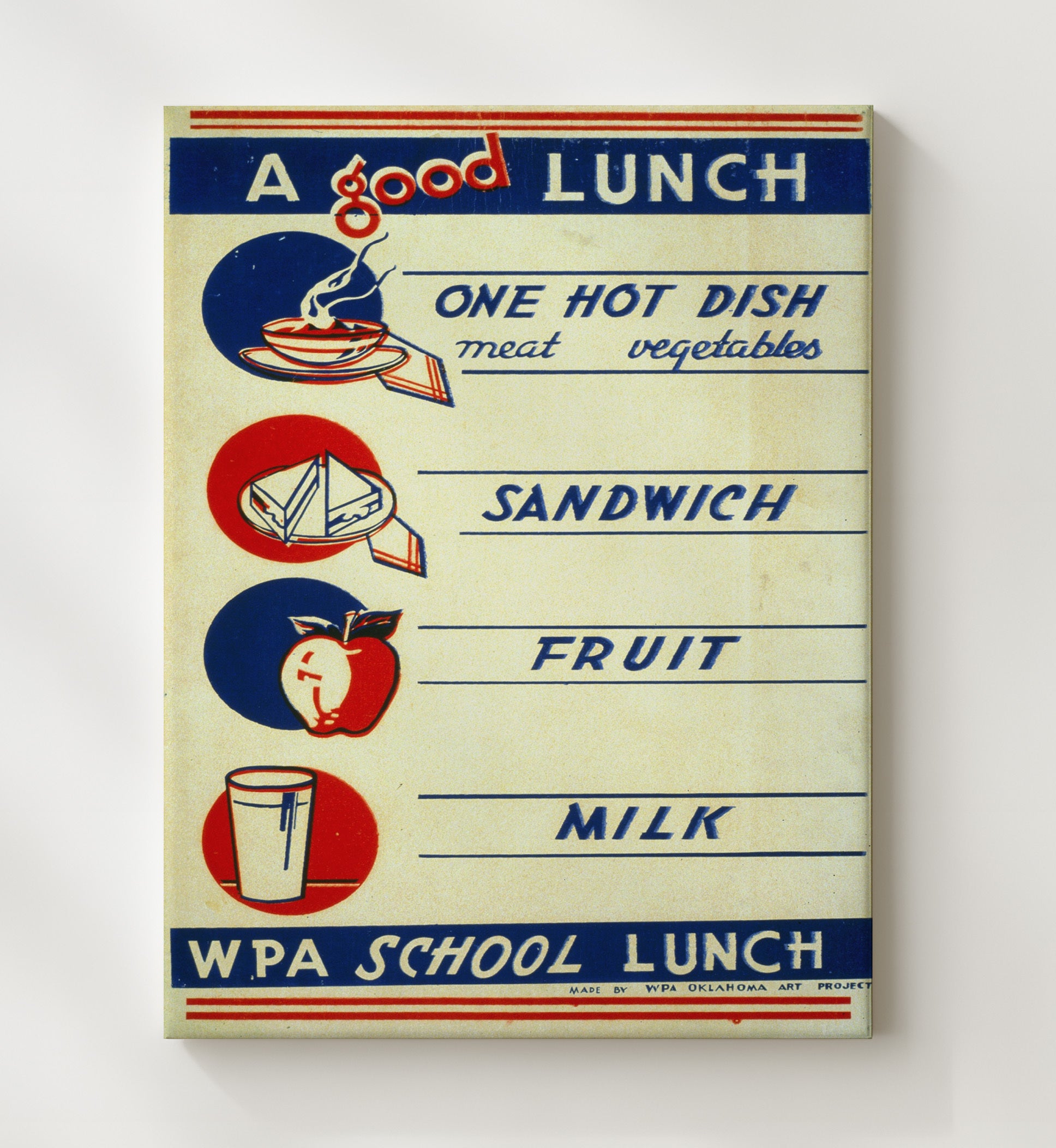 A Good Lunch - School Fuel Vintage WPA Wall Art - 20x24 Canvas